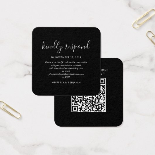 Elegant QR Code Wedding RSVP Mini Card (オフィス)