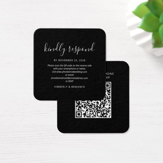 Elegant QR Code Wedding RSVP Mini Card (デスク)