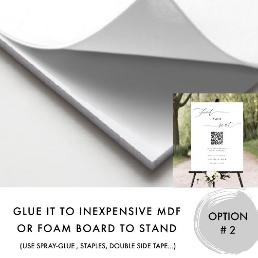 Elegant QR Code Wedding Seating Plan Sign ポスター