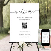Elegant QR Code Wedding Welcome Seating Chart  ポスター