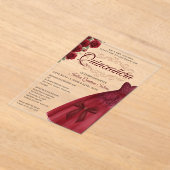 Elegant Quinceanera 15th Birthday Red Burgundy  アクリル招待状 (レイダウン)