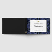 Elegant Quinceanera Blue Scrollwork Guest Book ゲストブック (全面)