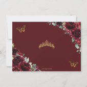 Elegant Quinceañera Burgundy Roses Floral Photo  サンキューカード (裏面)