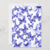 Elegant Quinceanera Invitation Blue Butterflies 招待状 (裏面)