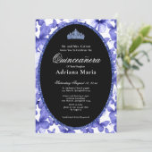 Elegant Quinceanera Invitation Blue Butterflies 招待状 (スタンド正面)