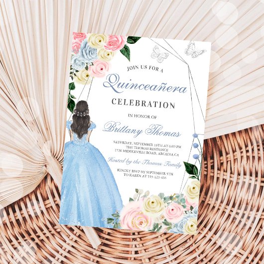 Elegant Quinceañera Invitation Card 招待状