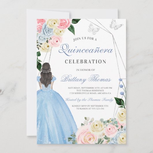 Elegant Quinceañera Invitation Card 招待状 (正面)