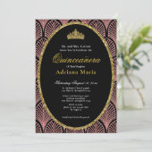 Elegant Quinceanera Invitation Pink Art Deco 招待状 (スタンド正面)
