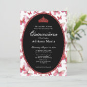 Elegant Quinceanera Invitation Red Butterflies 招待状 (スタンド正面)