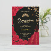 Elegant Quinceañera invitation with red roses 招待状 (スタンド正面)
