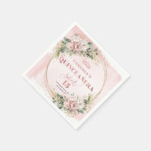 Elegant Quinceañera Napkins in Rose Gold Greenery スタンダードカクテルナプキン (角)