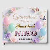Elegant Quinceañera personalized name and date ゲストブック (正面)