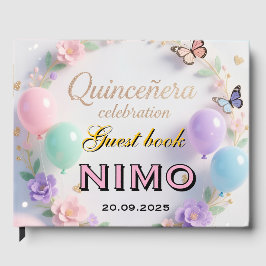 Elegant Quinceañera personalized name and date ゲストブック