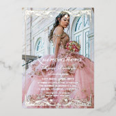 Elegant Quinceanera Photo Invitation 箔招待状 (正面)