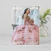 Elegant Quinceanera Photo Invitation 箔招待状 (立ち正面)