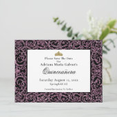 Elegant Quinceanera Pink Scrollwork Save The Date セーブザデート (スタンド正面)