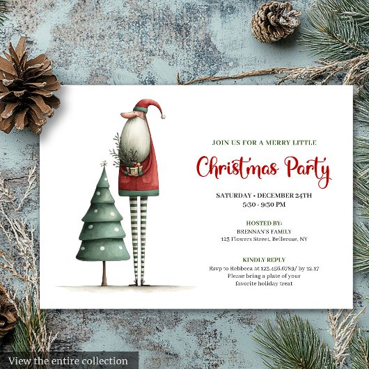 Elegant Quirky Santa Christmas Holiday Invitation 招待状