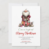 Elegant Quirky Santa Playful Watercolor Greeting シーズンカード (正面)