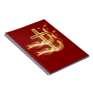 Elegant Radiant Golden Cross on Deep Red Notebook ノートブック