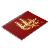 Elegant Radiant Golden Cross on Deep Red Notebook ノートブック (左側)