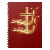 Elegant Radiant Golden Cross on Deep Red Notebook ノートブック (正面)