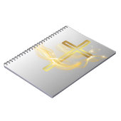 Elegant Radiant Golden Cross on Silver notebook ノートブック (左側)