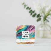 Elegant Rainbow Agate gold Glitter & QR Code Logo スクエア名刺 (スタンド正面)