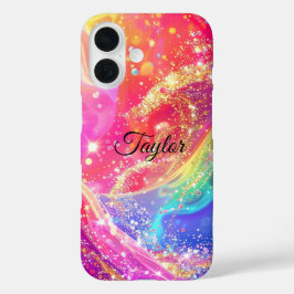 Elegant Rainbow Glam & Glitter Personalized  iPhone 16ケース