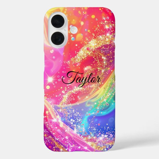 Elegant Rainbow Glam & Glitter Personalized  Case-Mate iPhoneケース (裏面)