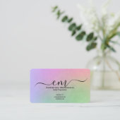 Elegant Rainbow Monogram Business Cards - Rounded  名刺 (スタンド正面)