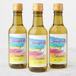Elegant Rainbow Personalized Bridal Shower Mini ワインラベル