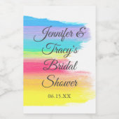 Elegant Rainbow Personalized Bridal Shower Mini ワインラベル (シングルラベル)