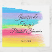 Elegant Rainbow Personalized Lesbian Bridal Shower スパークリングワインラベル (シングルラベル)