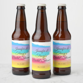 Elegant Rainbow Personalized Lesbian Bridal Shower ビールラベル