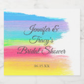 Elegant Rainbow Personalized Lesbian Bridal Shower ビールラベル (シングルラベル)