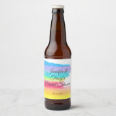 Elegant Rainbow Personalized Lesbian Bridal Shower ビールラベル (正面)