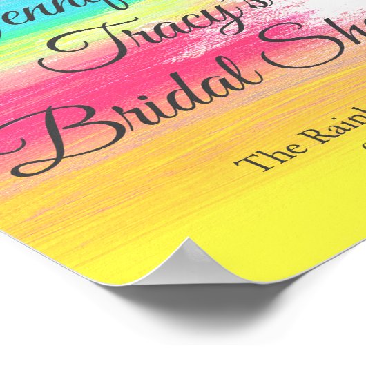 Elegant Rainbow Personalized Lesbian Bridal Shower ポスター (角)