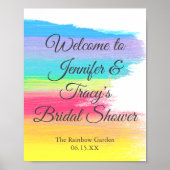 Elegant Rainbow Personalized Lesbian Bridal Shower ポスター (正面)