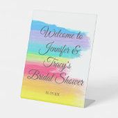 Elegant Rainbow Personalized Lesbian Bridal Shower 台座サイン (正面)