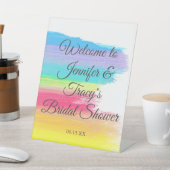 Elegant Rainbow Personalized Lesbian Bridal Shower 台座サイン (インサイチュ)