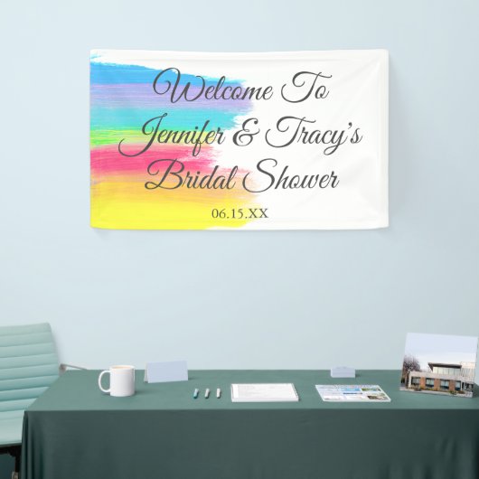 Elegant Rainbow Personalized Lesbian Bridal Shower 横断幕 (トレードショー)