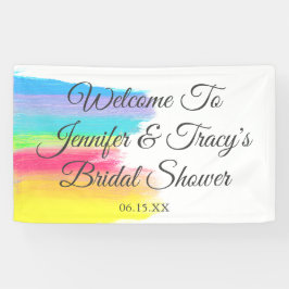 Elegant Rainbow Personalized Lesbian Bridal Shower 横断幕