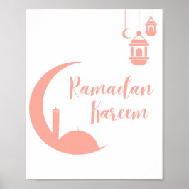 Elegant Ramadan Kareem Crescent Moon & Lantern Wa ポスター