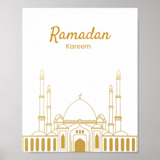 Elegant Ramadan Kareem Mosque Wall Art ポスター (正面)