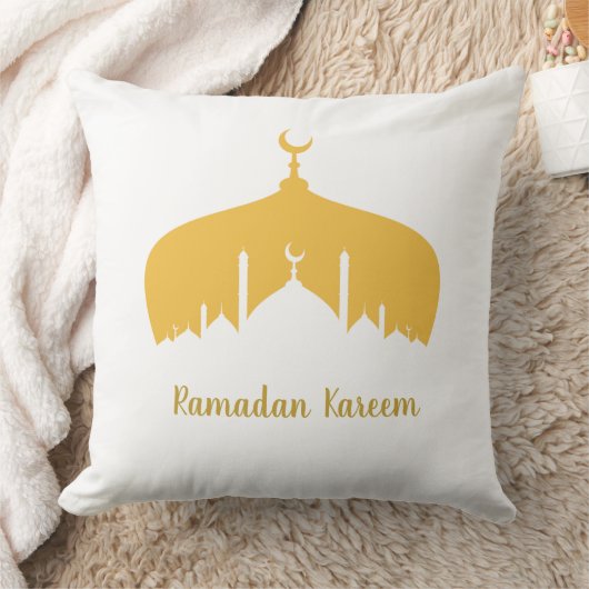 Elegant Ramadan Mosque Design Throw Pillow クッション (ブランケット)