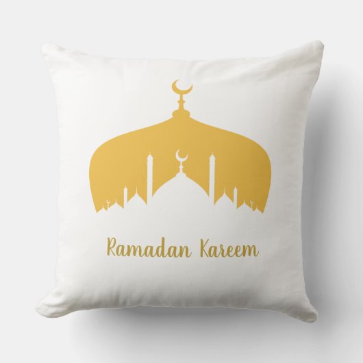 Elegant Ramadan Mosque Design Throw Pillow クッション (正面)