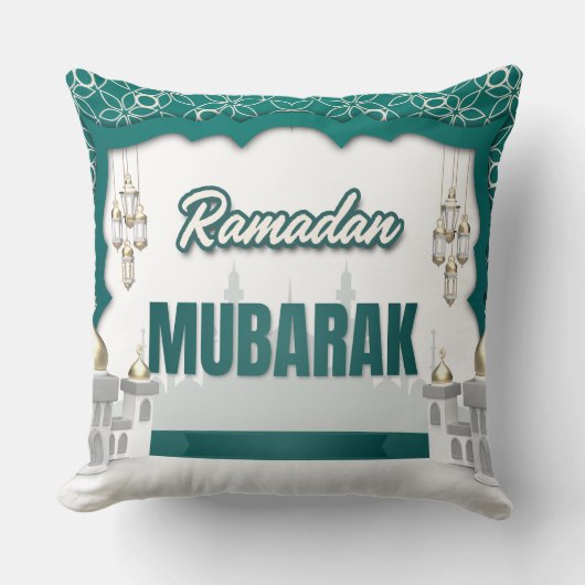Elegant Ramadan Mubarak Throw Pillow クッション (正面)