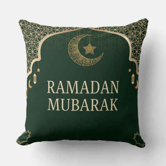 Elegant Ramadan Mubarak Throw Pillow クッション (正面)