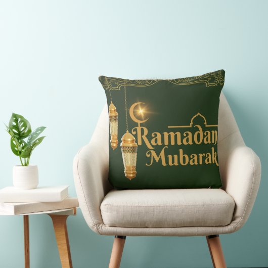 Elegant Ramadan Mubarak Throw Pillow クッション (椅子)