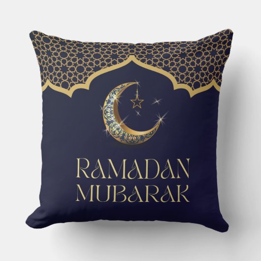 Elegant Ramadan Mubarak Throw Pillow クッション (正面)